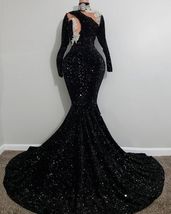 Black Prom Dresses for Women High Neck Sparkly Formal Occasion Dresses E... - $179.00