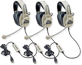 Califone 3066-USB Deluxe Multimedia Stereo Headset with USB Plug (Pack of 3) - £118.19 GBP