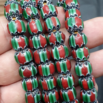Superbe brin de perles de style vénitien Chevrons pastèque 10MM - $43.96