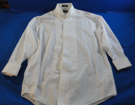New Stafford Formal Wear Tuxedo Suit White Pleated Dress Shirt Size 17 32/33 - £19.24 GBP