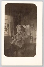 RPPC Girl with Doll Rocking Chair Interior Parlor View Postcard S30 - £15.92 GBP