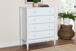 Laverne White Bobbin Wood 4-Drawer Chest - $7,883.82 MXN