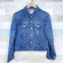 Old Navy Vintage 90s Denim Trucker Jacket Blue Button Up Casual Womens M... - $19.79
