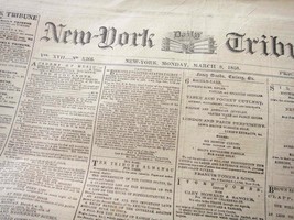 1858 antique NY TRIBUNE newspaper BARNUM&#39;S AMERICAN MUSEUM schooner inke... - $38.56