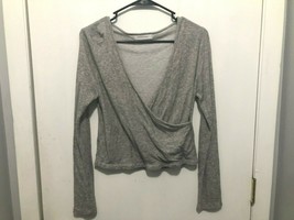 Vergamot Faux Wrap Long Sleeve Top Gray Super Soft SZ Medium? - £9.15 GBP