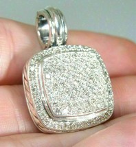 16X16MM 1.40Ct Diamond 925 Sterling Silver 3/4&quot; X 3/4&quot; Enhancer Pendant No Chain - £71.74 GBP