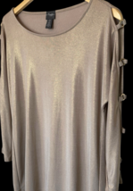 Chicos Travelers Top Womens 0 Gold Metallic Cut Out Sleeves Cold Shoulde... - $19.38