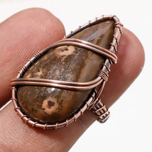 Ocean Jasper Gemstone Handmade Fashion Copper Wire Wrap Ring Jewelry 6&quot; SA 498 - £3.97 GBP