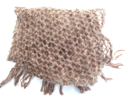 Featherweight Crocheted Mohair Scarf Mocha Color Handmade Open Chain Lac... - £26.34 GBP