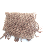 Featherweight Crocheted Mohair Scarf Mocha Color Handmade Open Chain Lac... - £26.53 GBP