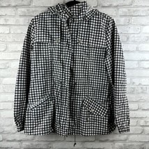 Charter Club Golf Collection Black White Plaid Hooded Jacket Size Medium Liner - £16.13 GBP