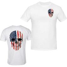 Americana Skull T-SHIRT Tee Patriotic Merica Usa Pride Flag Front &amp; Back (3XL, W - £12.25 GBP
