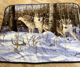 Northwest Wolves Throw Plush Blanket 62&quot;x 50&quot; Silent Trackers by Jack Paluh - £23.52 GBP