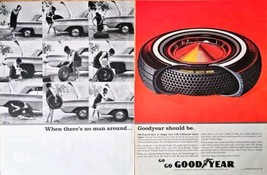 1964 GOODYEAR Life Guard TIRES Print Ad &quot;When there&#39;s no man around&quot; VTG - £9.60 GBP