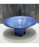 Antique Fulper Pottery Chinese Blue Flambe Glaze Quad Footed Bowl 1910 - £175.16 GBP