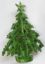 Vintage Christmas Tree Multi-color Rhinestone Enamel Brooch 2.1/4&quot; x 1.3/8&quot; - £15.17 GBP