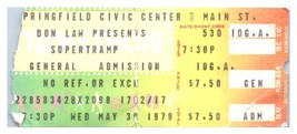 Supertramp Concert Ticket Stub May 30 1979 Springfield Massachusetts - £27.25 GBP
