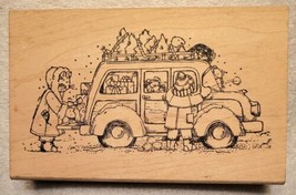 Christmas Cats Packing Car Rubber Stamp, Anthropomorphic, Peddler&#39;s Pack NEW - £10.11 GBP