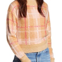 bp tan pink beige nougat dapper plaid print crewneck sweater medium MSRP 59 - $19.99