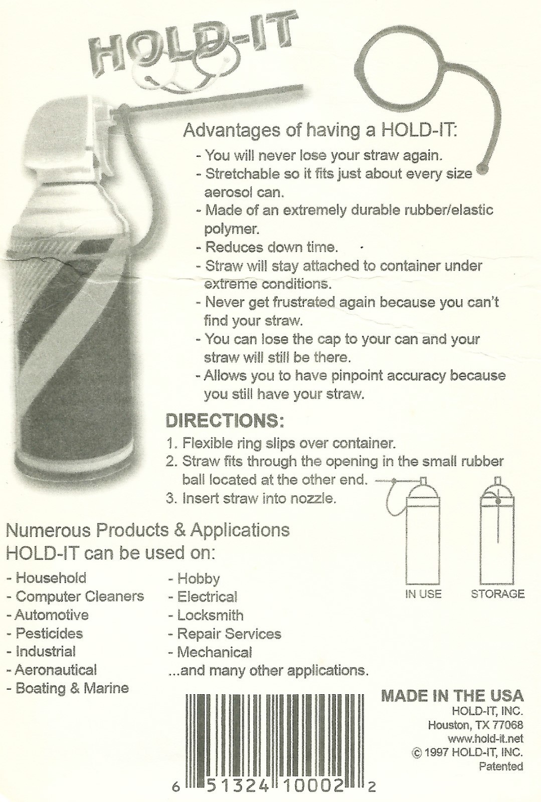 1 Pack of 2 HOLD iT Straw HOLDERS for aerosol spray cans WD40 NeVeR LooSe straws Item image 3