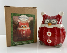 Nauvoo House Christmas Red Cable Knit Porcelain 3.75 in Owl Figurine - £13.30 GBP