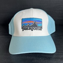 Patagonia Baseball Cap Snapback Hat White Teal Blue Outdoors Hiking Unis... - $27.03 CAD