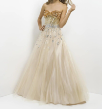 Blush Prom sz 6 GOLD Sparkle Tulle Ball Gown Formal Prom Pageant Dress 5... - $256.78