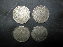 Wholesale Lot Of 4 Vintage Silver Tone German Germany 10 Pfennig Coin Coins - £10.11 GBP