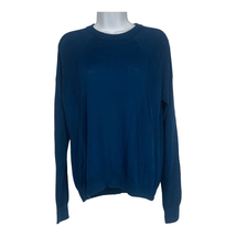 Vince Women&#39;s Long Sleeved Crew Neck Rib Trim Teal Sweater Size Medium - £52.45 GBP