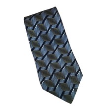 Ziggurat by Mulberry Abstr Geo Gray Brown Blk Boxes 100% Silk Handmade Men’s Tie - £8.37 GBP