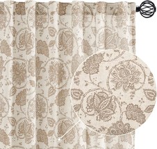 The Jinchan Linen Curtains Paisley Scroll Printed Rod Pocket Back Tab Medallion - £43.99 GBP