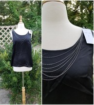 W by Worth Silk black top w silver chain accent Size 4 6 8  - $39.59