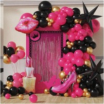 Princess Glam Balloon Garland Kit: Hot Pink &amp; Metallic Gold with High Heels, Red - £35.64 GBP