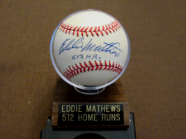 Eddie Mathews 521 Hr Braves Hof 500 Club Signed Auto Vtg Onl Baseball Jsa Base - £197.83 GBP