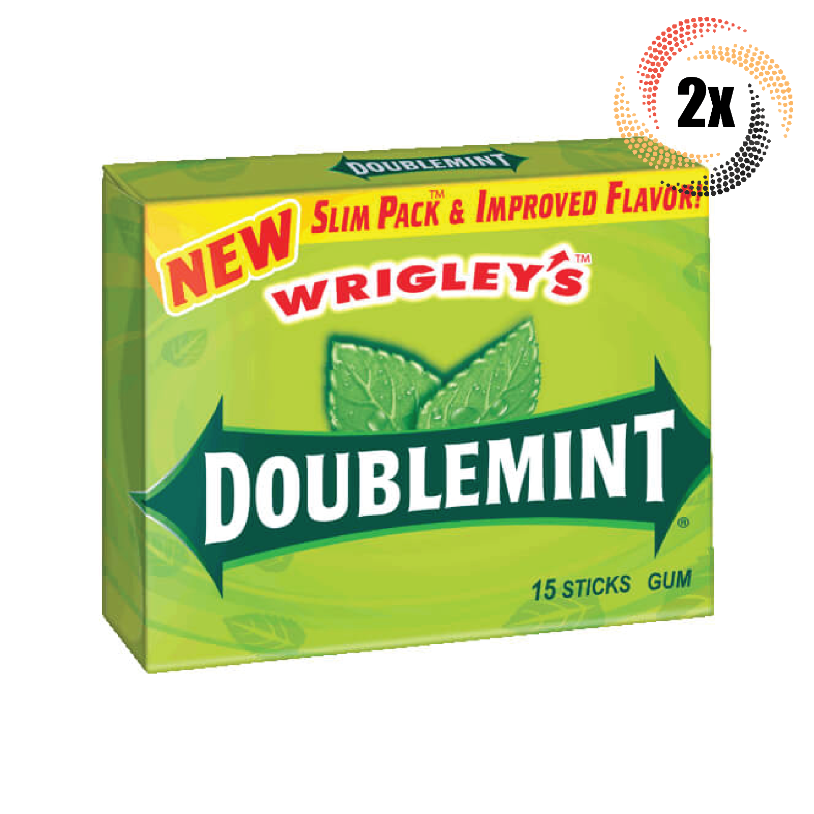 2x Packs Wrigley's Doublemint Slim Pack Gum | 15 Sticks Each | Fast Shipping - £6.61 GBP