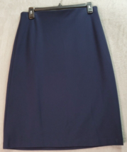 Grace A Line Skirt Womens Sz 6 Navy Rayon Stretch Pleated Elastic Waist Back Zip - £8.84 GBP