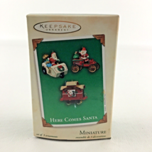 Hallmark Keepsake Christmas Ornament Here Comes Santa 3pc Mini Set Vintage 2003 - £19.29 GBP