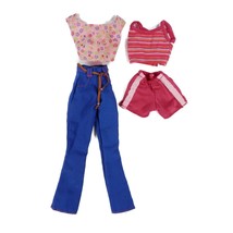 Vintage 2000 Barbie 6 Fashion Gift Set 68073 Blue Pants Floral Pink Top ... - £6.26 GBP