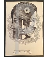 Bill Jameson Surrealism Drawing &quot;Sexual Enigma&quot; 1970 - $42.08 CAD