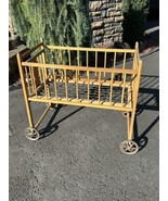Antique  Wooden Wood Crib  With Wheels - $99.00