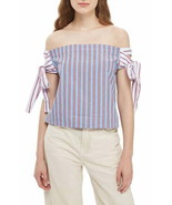 Topshop Women&#39;s Stripe Tie Off-the-Shoulder Top Blouse SZ US 6  - €6,02 EUR