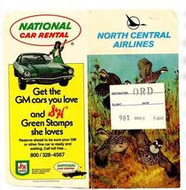 North Central Airlines Ticket Jacket Sherman Pehrson Cover &amp; Boarding Pass - $17.82