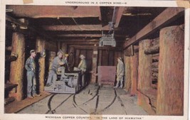 Copper Country MI Michigan, Underground In A Copper Mine Calumet Postcard E24 - £7.92 GBP