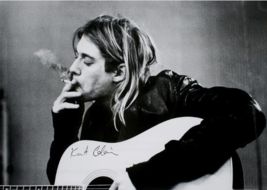 KURT COBAIN POSTER 24x36 inches UK Import with Guitar Smoking Pot black ... - $284.59 MXN