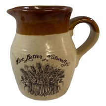 Vintage enesco 1977 Live Better Naturally Stone Pitcher Wheat Brown Syru... - £21.92 GBP