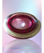 Murano Sommerso Glass A beautiful geode bowl in Amethyst with a white rim - $92.22