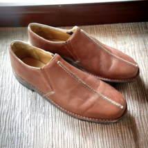 Tommy Bahama Shoes Loafers Men Sz 8.5M Slip on Brown Leather Prescott Split Toe - £17.66 GBP