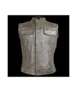 Cowhide Leather Motorcycle Club Leather Vest Distressed Brown Leather - $1,836.06 MXN+
