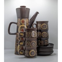 Denby Arabesque Coffee Set, Pot, Cups, Saucers, Vintage 1970s, Ceramic Pottery - £43.99 GBP