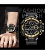 Black &amp; Gold G Shock Style 50MM Sports Watch Stopwatch LED Fast Free Shi... - $264.41 MXN